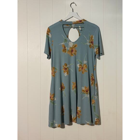mts Mini Floral Blue Short Sleeve Dress with Pockets Size Medium - Picture 1 of 6